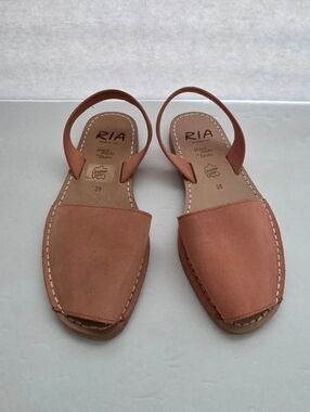Ria Menorca Women's Sandal Nubuck Leather Handmade In Spain Coral Color Sz US 8